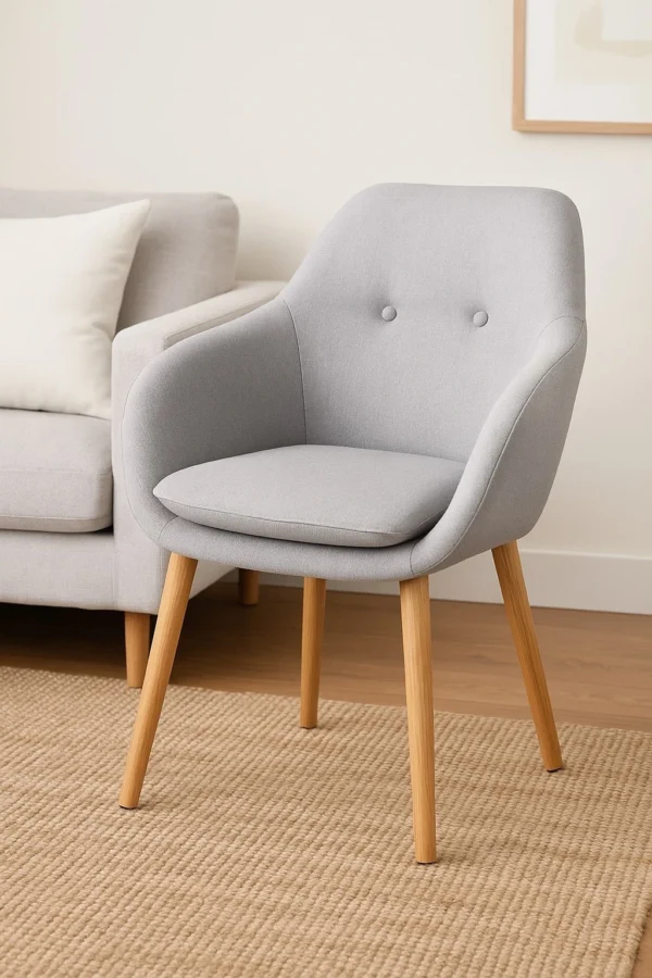 Fauteuil de Table Arnold – Look Vintage Gris Clair | Assise Confortable & Design Raffiné