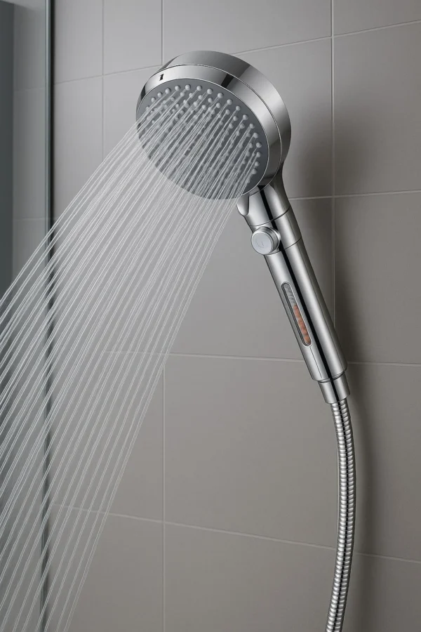 Douchette Vinabo avec 6 jets, bouton d’arrêt, haute pression et design chrome