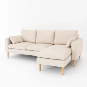 Joey – Canapé d’Angle 3/4 Places | Design Chic & Assise Beige Confortable