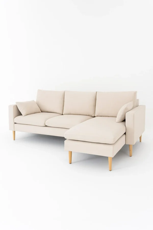 Joey – Canapé d’Angle 3/4 Places | Design Chic & Assise Beige Confortable